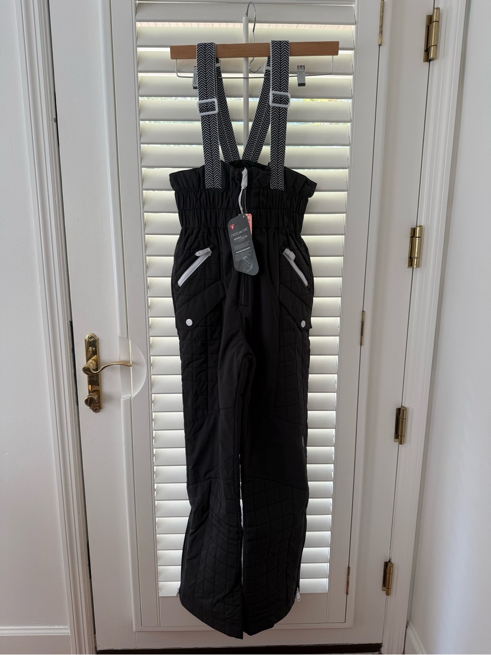We The Free Black Ski Snow Pants with Patterned Suspenders